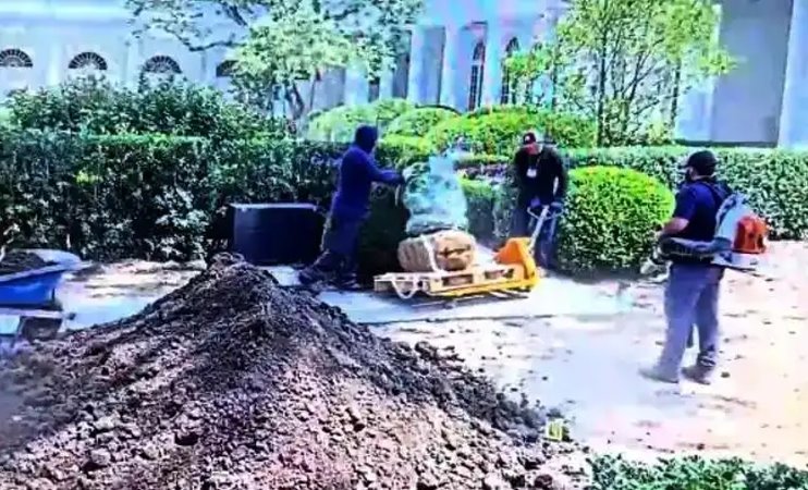 白宫玫瑰园石材惊现23米长“裂缝”，特朗普公布监控视频宣布“破案”